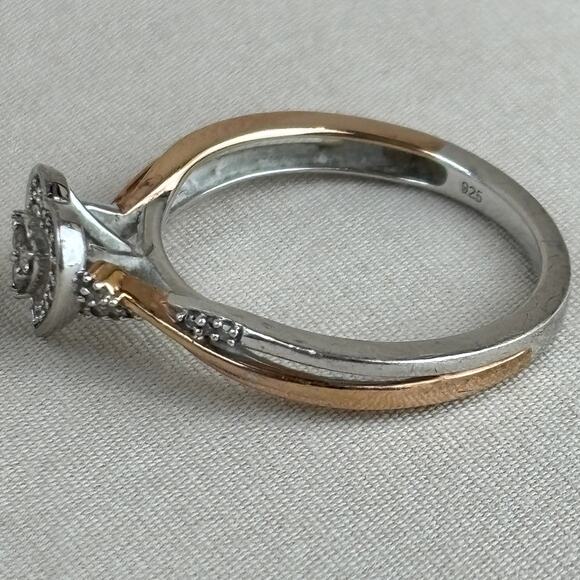 JWBR Diamond 925 Rose Gold Plate Heart Ring Anniversary Wedding Promise Sz 6.75 - Picture 7 of 13